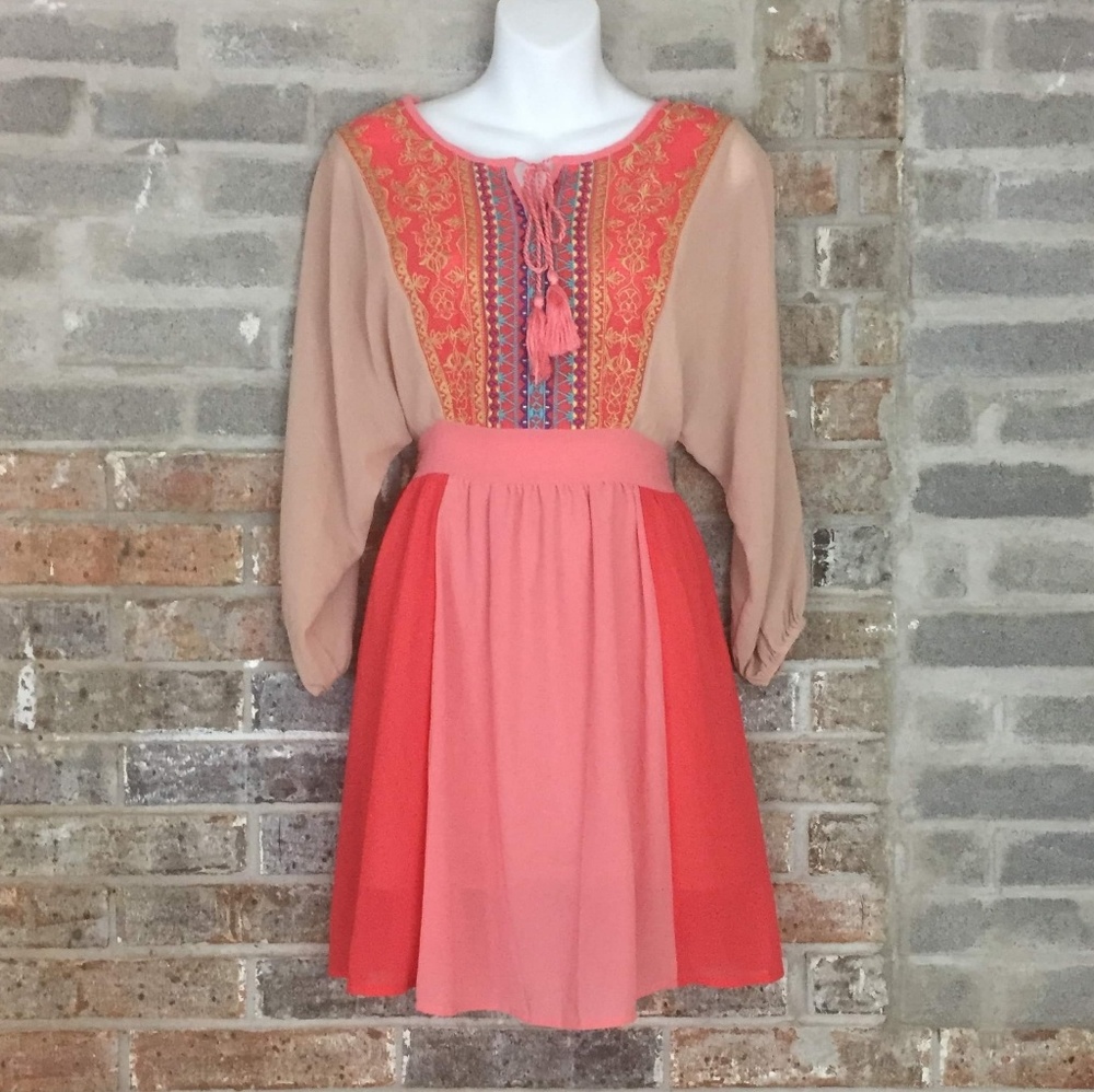 Flying tomato mini dress pink/tan tribal